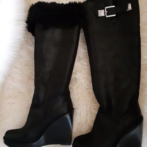 Michael Kors over the knee soft faux fur black boots size 8.5-9